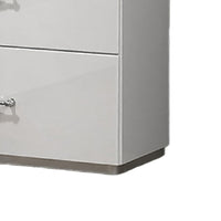 Soha Nightstand, 2 Drawers, Acrylic Chrome Handles, High Gloss White-BM353286