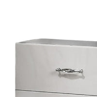 Soha Nightstand, 2 Drawers, Acrylic Chrome Handles, High Gloss White-BM353286