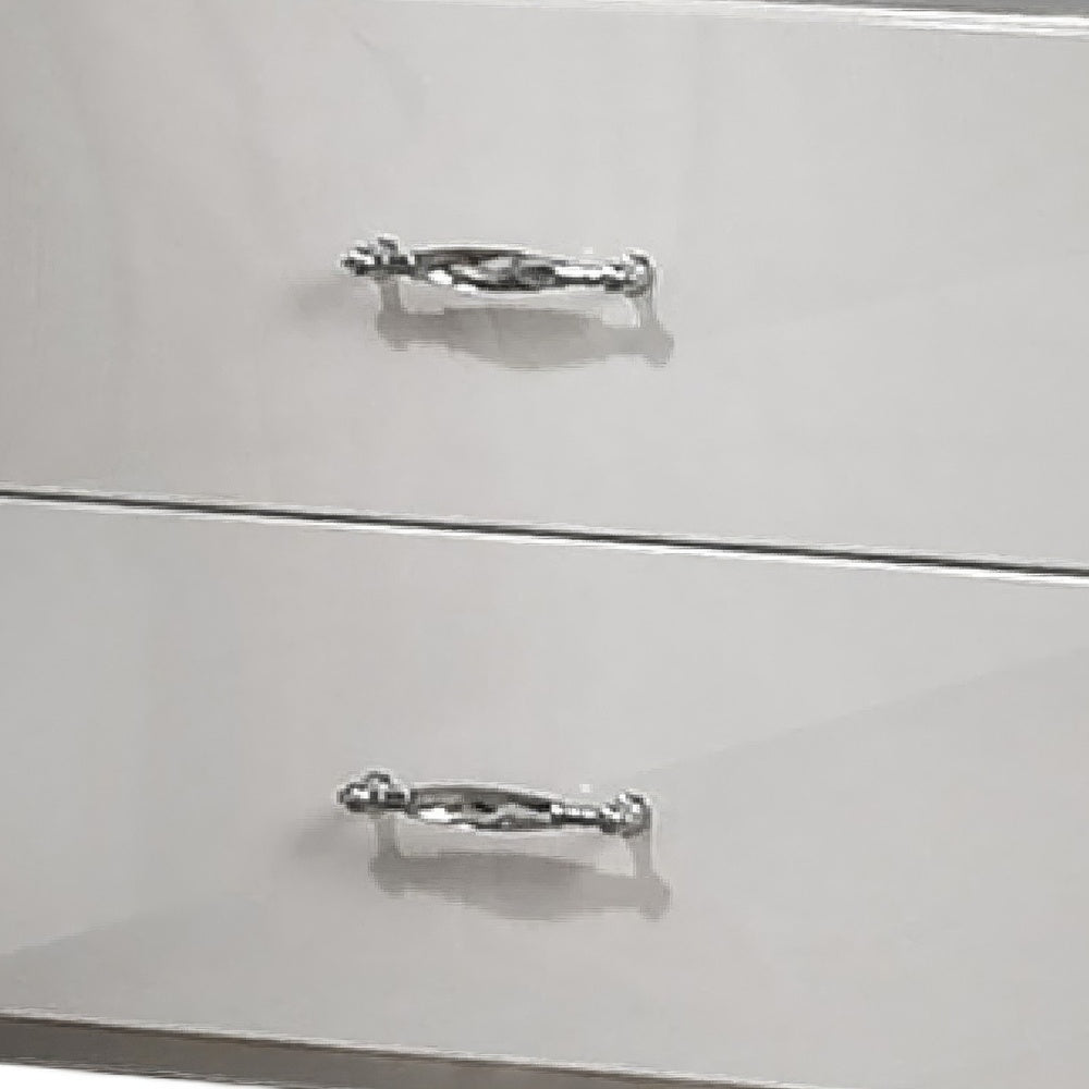 Soha Nightstand, 2 Drawers, Acrylic Chrome Handles, High Gloss White-BM353286