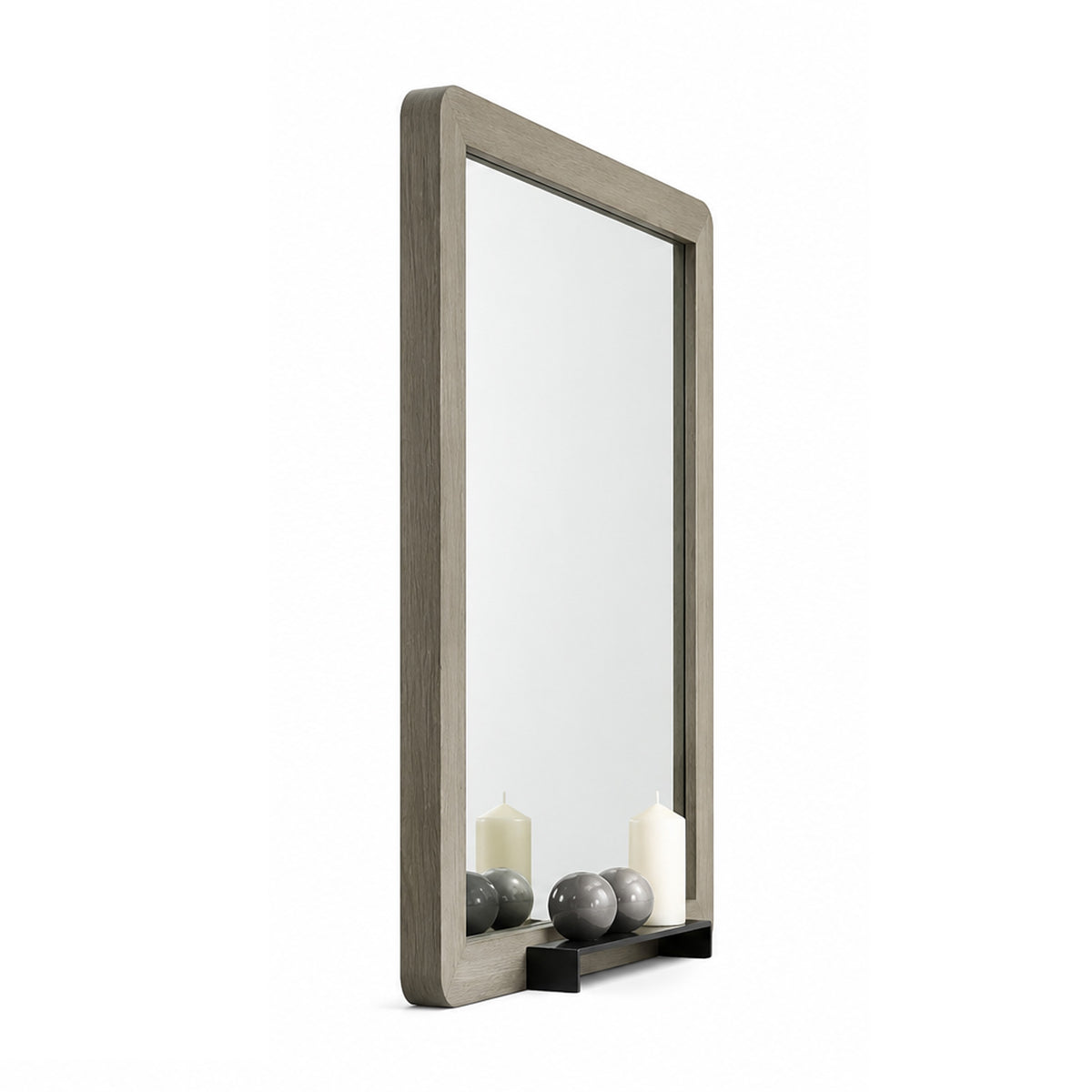Reny Dresser Mirror, Rounded Edges, Rustic Gray, 40x40 Square  - BM353288