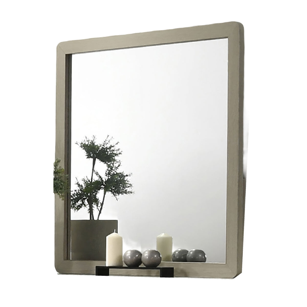 Reny Dresser Mirror, Rounded Edges, Rustic Gray, 40x40 Square  - BM353288