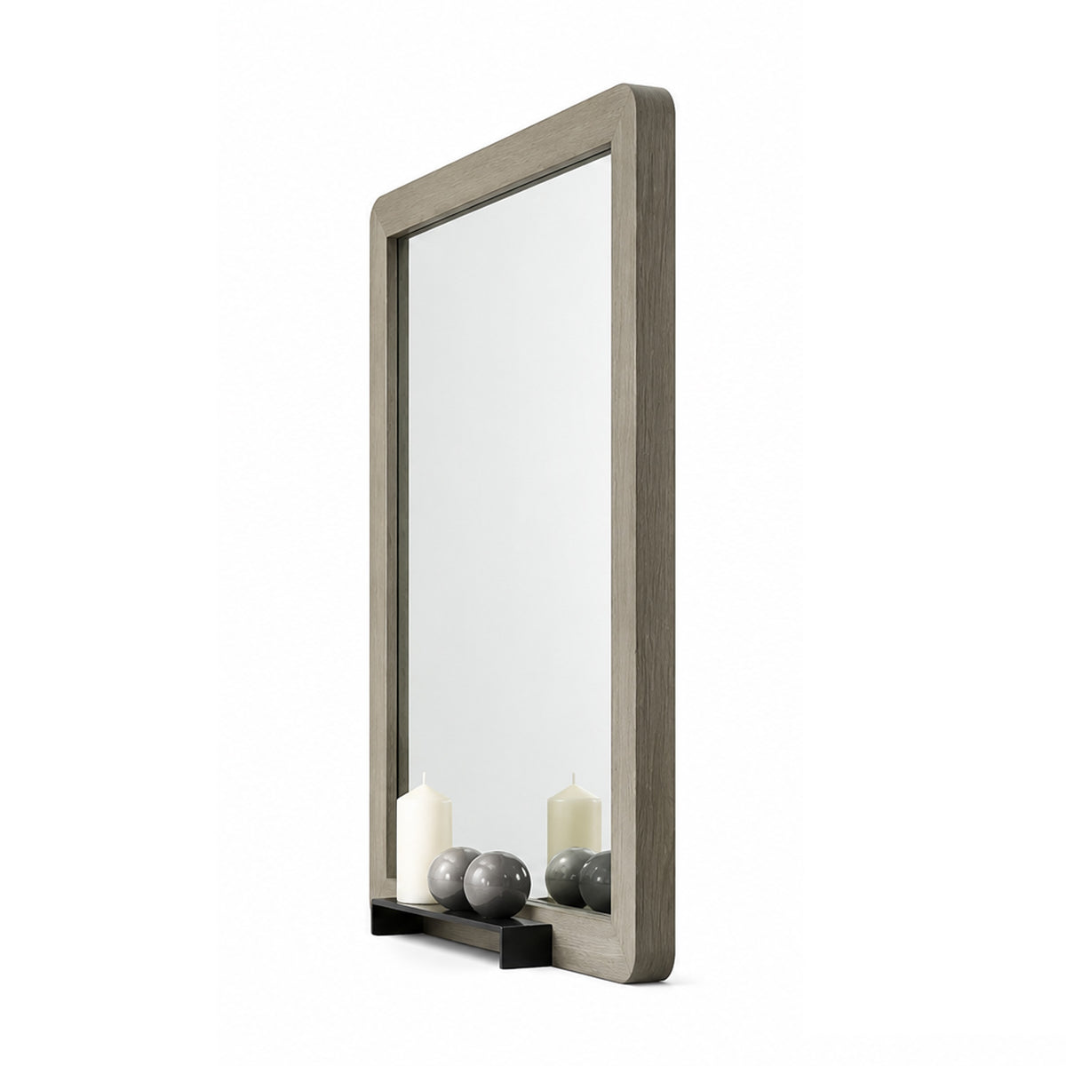 Reny Dresser Mirror, Rounded Edges, Rustic Gray, 40x40 Square  - BM353288