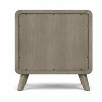 Reny Nightstand, 2 Drawers, Rounded Edges, Gold Knobs, Rustic Gray Wood  - BM353289
