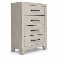 Dabu Tall Dresser Chest, 4 Drawers, Linear Handles, Light Gray, Black  - BM353290