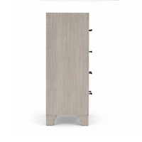 Dabu Tall Dresser Chest, 4 Drawers, Linear Handles, Light Gray, Black  - BM353290