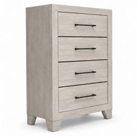 Dabu Tall Dresser Chest, 4 Drawers, Linear Handles, Light Gray, Black  - BM353290