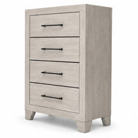 Dabu Tall Dresser Chest, 4 Drawers, Linear Handles, Light Gray, Black  - BM353290