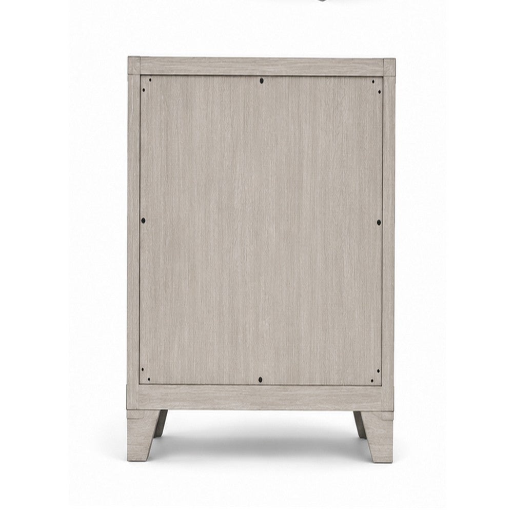Dabu Tall Dresser Chest, 4 Drawers, Linear Handles, Light Gray, Black  - BM353290