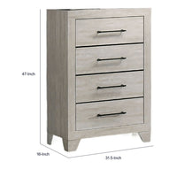Dabu Tall Dresser Chest, 4 Drawers, Linear Handles, Light Gray, Black  - BM353290
