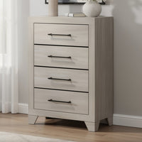 Dabu Tall Dresser Chest, 4 Drawers, Linear Handles, Light Gray, Black  - BM353290