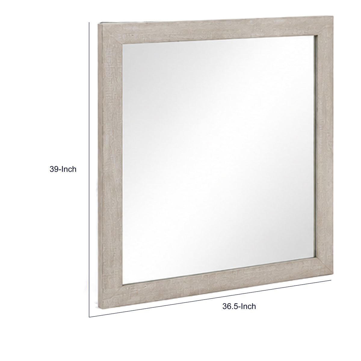 Dabu Dresser Mirror, Framed Design, Light Gray Wood, 37x39 Rectangular  - BM353292