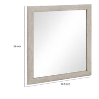 Dabu Dresser Mirror, Framed Design, Light Gray Wood, 37x39 Rectangular  - BM353292
