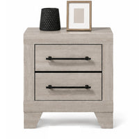 Dabu Nightstand, 2 Drawers, Linear Handles, Light Gray, Black  - BM353293