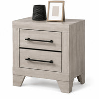Dabu Nightstand, 2 Drawers, Linear Handles, Light Gray, Black  - BM353293