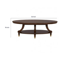 Raam Coffee Table, 52 Inch Oval Top with Lower Shelf, Dark Cherry Brown - BM353294