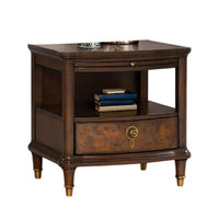 Raam Side End Table, 24 Inch Top with Lower Shelf, Dark Cherry Brown  - BM353295