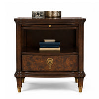 Raam Side End Table, 24 Inch Top with Lower Shelf, Dark Cherry Brown  - BM353295