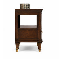 Raam Side End Table, 24 Inch Top with Lower Shelf, Dark Cherry Brown  - BM353295