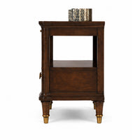 Raam Side End Table, 24 Inch Top with Lower Shelf, Dark Cherry Brown  - BM353295