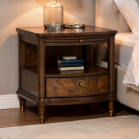 Raam Side End Table, 24 Inch Top with Lower Shelf, Dark Cherry Brown  - BM353295