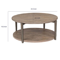 Jesy Coffee Table, 43 Inch Round Top with Lower Shelf, Natural Brown  - BM353299