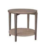 Jesy Side End Table, 27 Inch Round Top, Lower Shelf, Natural Brown  - BM353300