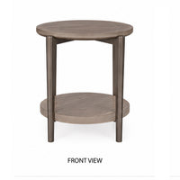 Jesy Side End Table, 27 Inch Round Top, Lower Shelf, Natural Brown  - BM353300