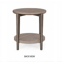 Jesy Side End Table, 27 Inch Round Top, Lower Shelf, Natural Brown  - BM353300