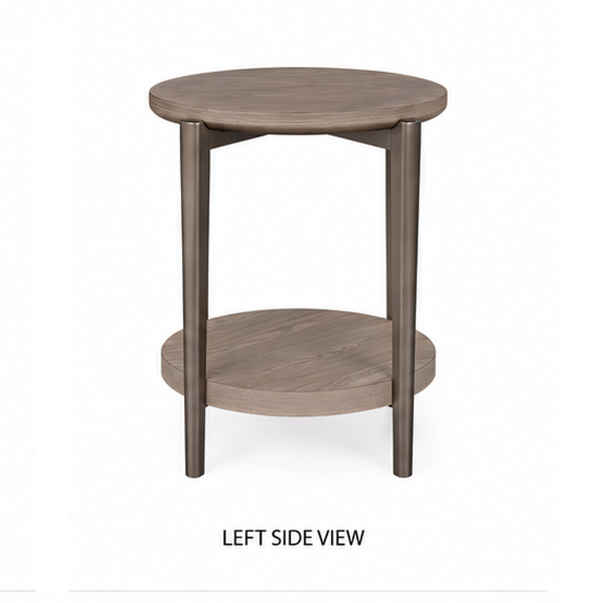 Jesy Side End Table, 27 Inch Round Top, Lower Shelf, Natural Brown  - BM353300