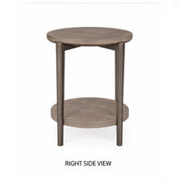 Jesy Side End Table, 27 Inch Round Top, Lower Shelf, Natural Brown  - BM353300