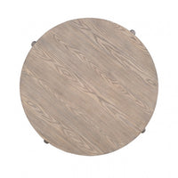 Jesy Side End Table, 27 Inch Round Top, Lower Shelf, Natural Brown  - BM353300