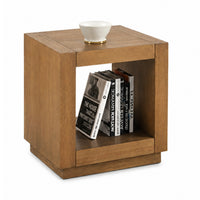 Dane Side End Table, 20 Inch Cubic, Open Shelf, Medium Oak Brown  - BM353301