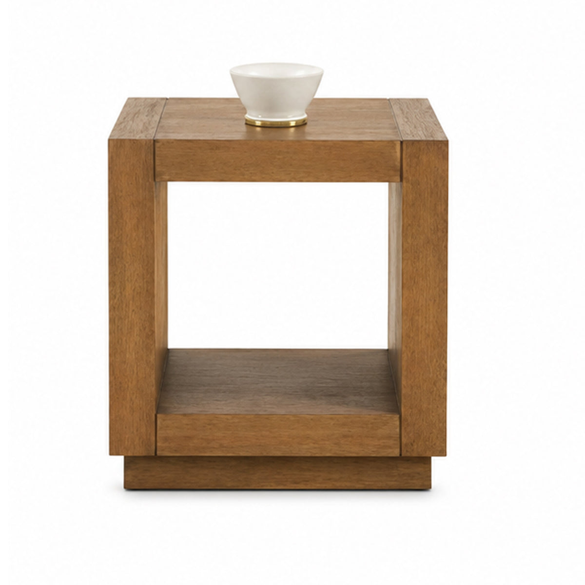 Dane Side End Table, 20 Inch Cubic, Open Shelf, Medium Oak Brown  - BM353301