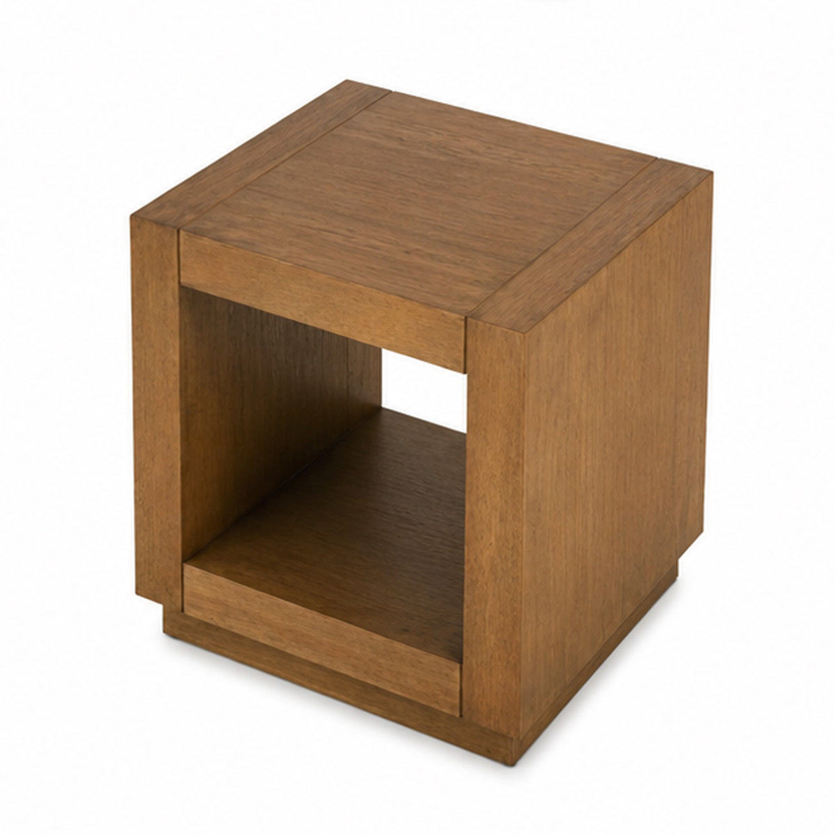 Dane Side End Table, 20 Inch Cubic, Open Shelf, Medium Oak Brown  - BM353301