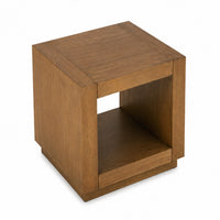 Dane Side End Table, 20 Inch Cubic, Open Shelf, Medium Oak Brown  - BM353301