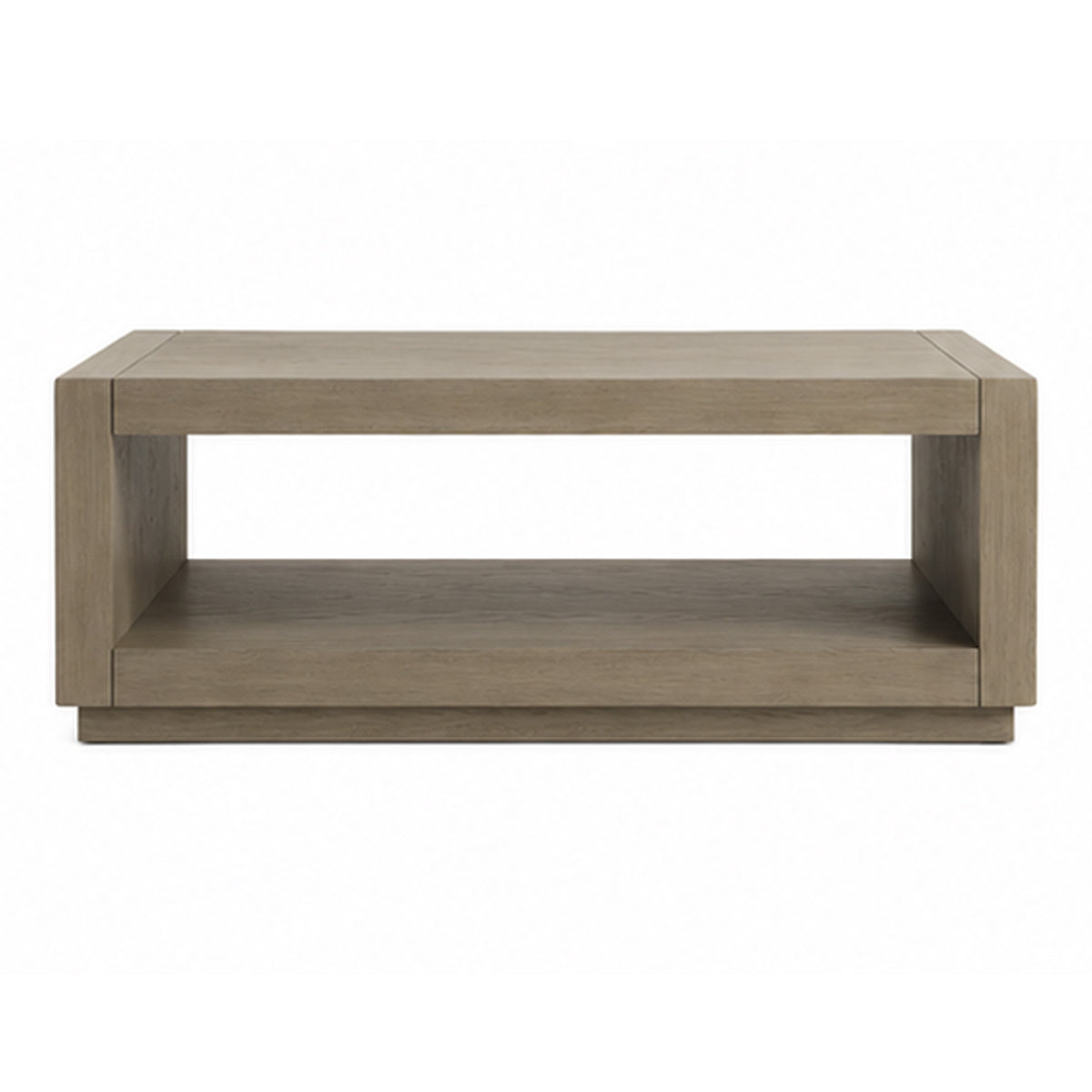 Dane Coffee Table, 48 Inch Cubic, Open Shelf, Natural Oak Gray Finish  - BM353302