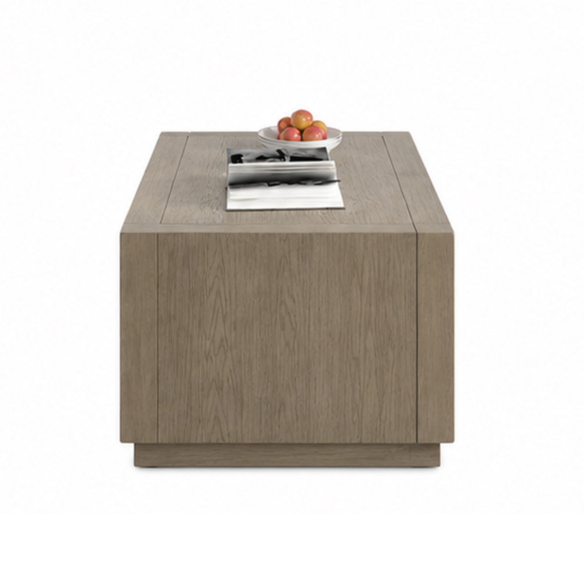 Dane Coffee Table, 48 Inch Cubic, Open Shelf, Natural Oak Gray Finish  - BM353302