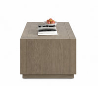 Dane Coffee Table, 48 Inch Cubic, Open Shelf, Natural Oak Gray Finish  - BM353302