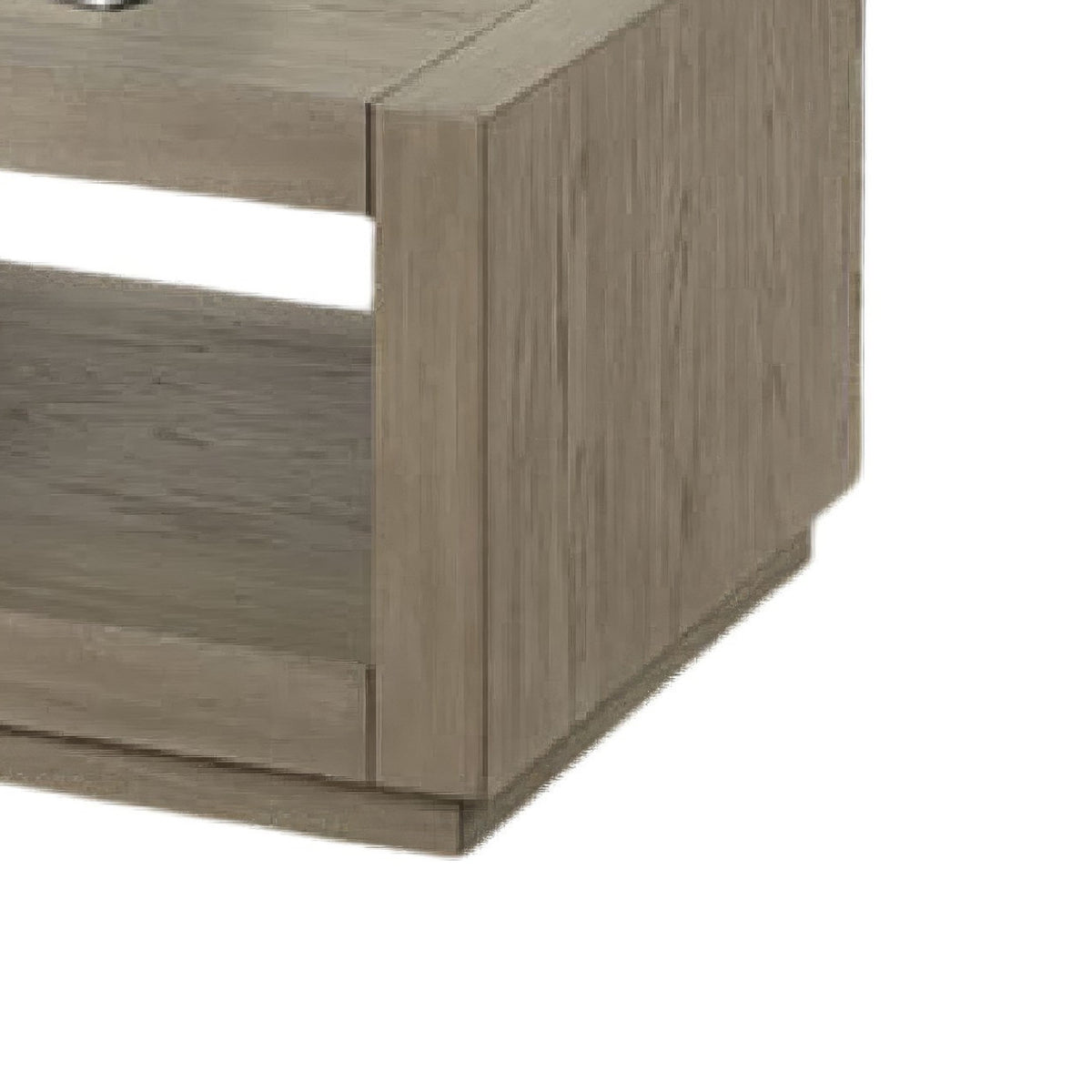 Dane Coffee Table, 48 Inch Cubic, Open Shelf, Natural Oak Gray Finish  - BM353302