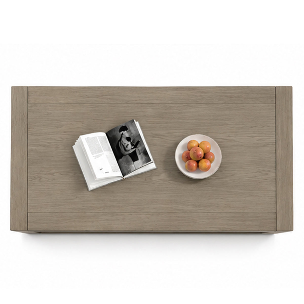 Dane Coffee Table, 48 Inch Cubic, Open Shelf, Natural Oak Gray Finish  - BM353302