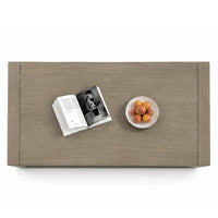 Dane Coffee Table, 48 Inch Cubic, Open Shelf, Natural Oak Gray Finish  - BM353302