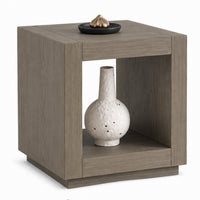 Dane Side End Table, 20 Inch Cubic, Open Shelf, Natural Oak Gray Finish  - BM353303