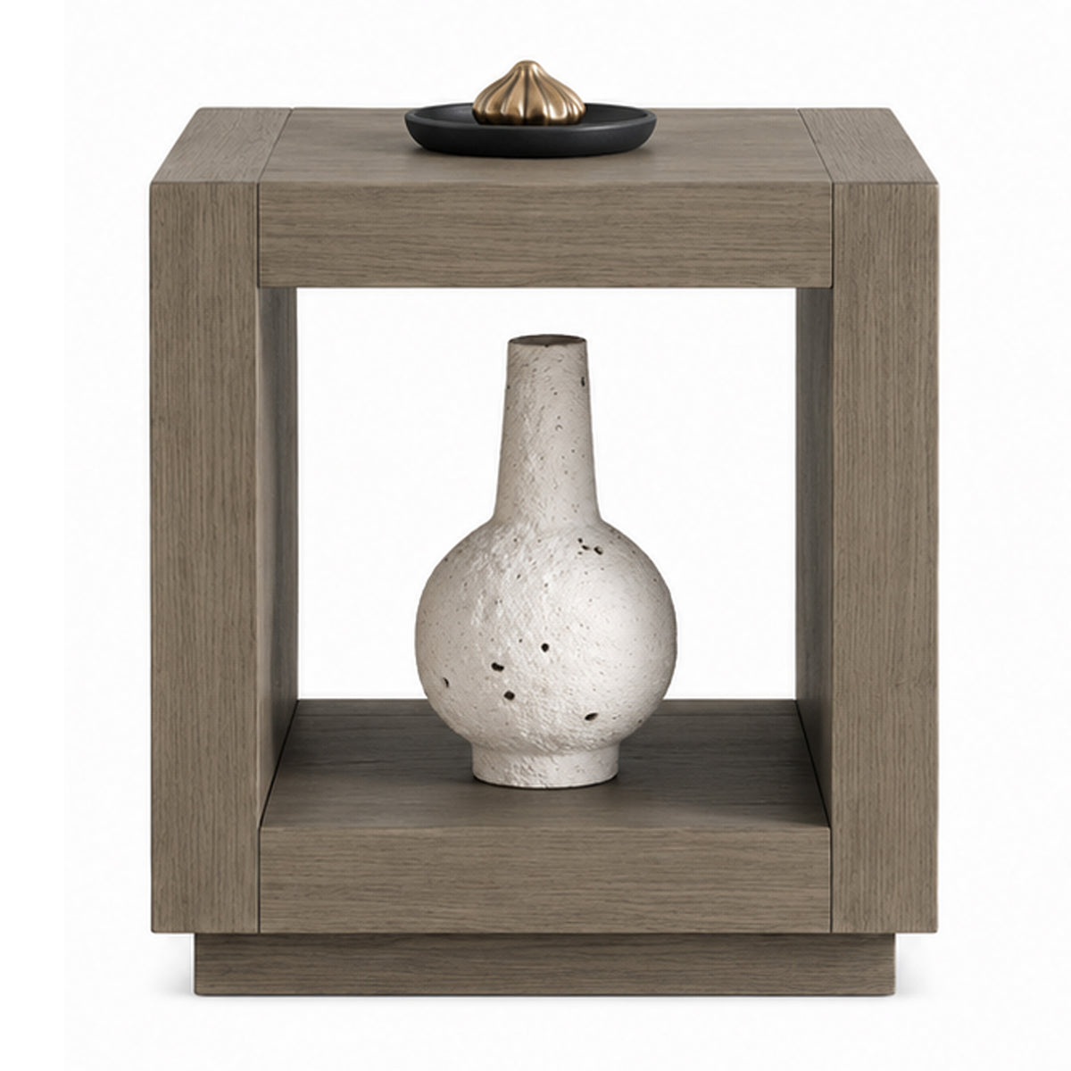 Dane Side End Table, 20 Inch Cubic, Open Shelf, Natural Oak Gray Finish  - BM353303