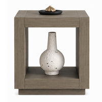 Dane Side End Table, 20 Inch Cubic, Open Shelf, Natural Oak Gray Finish  - BM353303