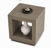 Dane Side End Table, 20 Inch Cubic, Open Shelf, Natural Oak Gray Finish  - BM353303