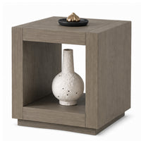 Dane Side End Table, 20 Inch Cubic, Open Shelf, Natural Oak Gray Finish  - BM353303