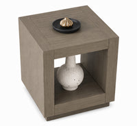 Dane Side End Table, 20 Inch Cubic, Open Shelf, Natural Oak Gray Finish  - BM353303