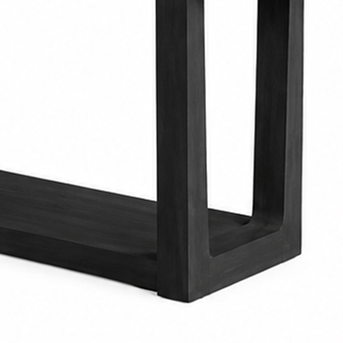 Sane Sofa Console Table, 50 Inch White Faux Marble Top with Shelf, Black  - BM353304