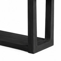 Sane Sofa Console Table, 50 Inch White Faux Marble Top with Shelf, Black  - BM353304