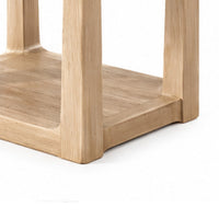 Sane Side End Table, 24 Inch White Faux Marble Top with Shelf, Brown  - BM353305